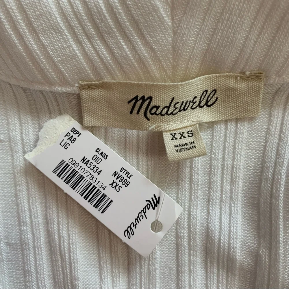 Madewell Ivory Ribbed V-Neck Polo Tee Size XXS NWT - Picture 12 of 17
